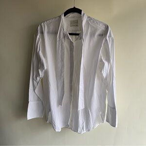 J. Crew Thomas Mason Relaxed Long Sleeve Tie Neck Shirt Sz 8 Women’s White EUC
